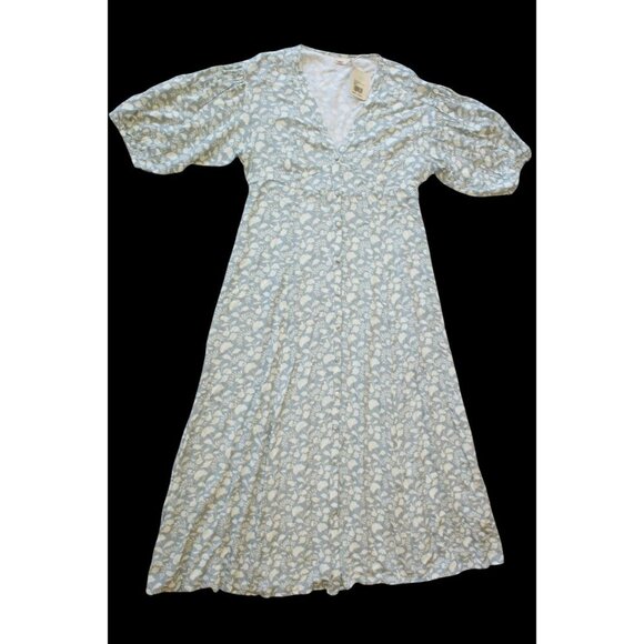 NWT Faherty Havana Floral Maxi Dress Linen Blend Large Button fronts Smoke $198 - Picture 9 of 12